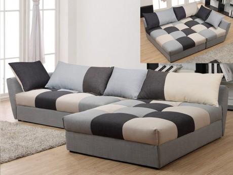 Canapé dangle en tissu convertible ROMANE - Gris