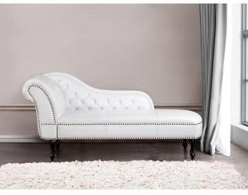 Méridienne capitonnée - Récamier en cuir - blanc -