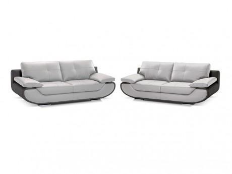 Canapé 3 2 places cuir luxe ORGULLOSA - Bicolore gris Canapé 3 2 places cuir luxe