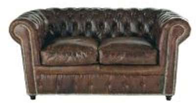 Canapé capitonné Chesterfield 2 places en cuir mar