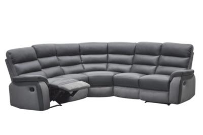 Canapé angle relax WELTON Cuir/micro.Gris clair//G