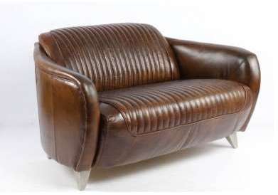 Canapé club aviateur DAYTONA cuir marron