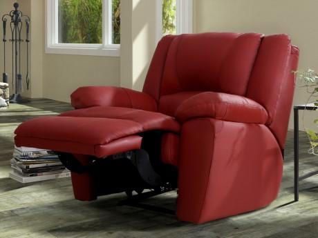 Fauteuil relax en cuir AROMA - Rouge
