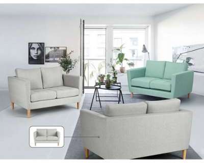 Canapé Tissu 2 places Pieds Bois Gris ou Vert