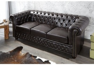 Canapé Chesterfield 3 places simili cuir coloris c