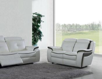 Canapé 2 places relax en cuir blanc et noir DETROI