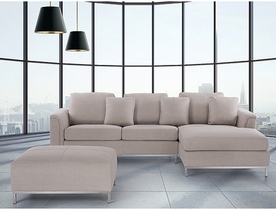 Canapé dangle G - canapé avec pouf en tissu beige