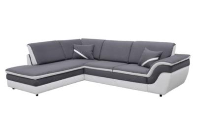 Canapé dangle gauche convertible gris et blanc QU