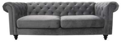 Canapé fixe 3 places en tissu BRADFORD coloris gris Canapé fixe 3 places en tissu
