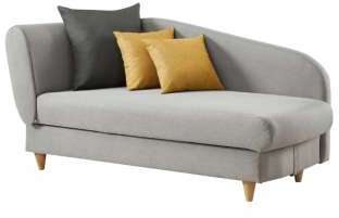Méridienne convertible + coffre LOLA Tissu gris cl