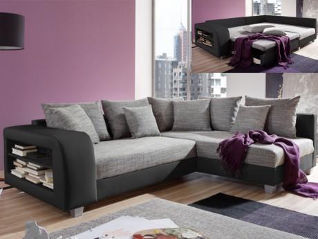 Canapé d angle convertible tissu et simili KUOPIO - Canapé d angle convertible
