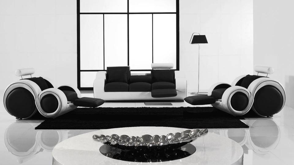 Salon moderne relax en cuir - Pierce - canapé 3 pl