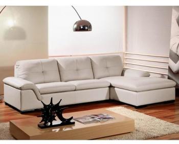 Canapé Cuir Angle DENVER - Droit - Blanc Canapé Cuir Angle DENVER -