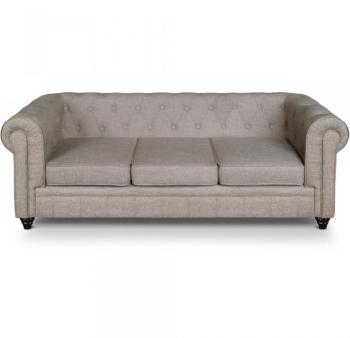 Canape 3 places Chesterfield effet Lin Beige