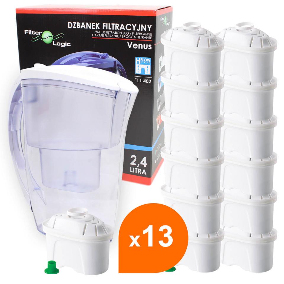 Carafe filtrante + 13 cartouches filtrantes compat