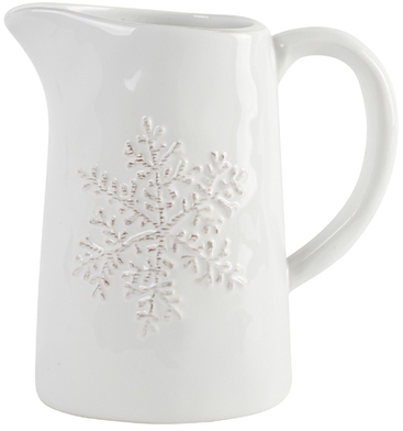 Pichet en grès émaillé blanc avec motifs Snowflake