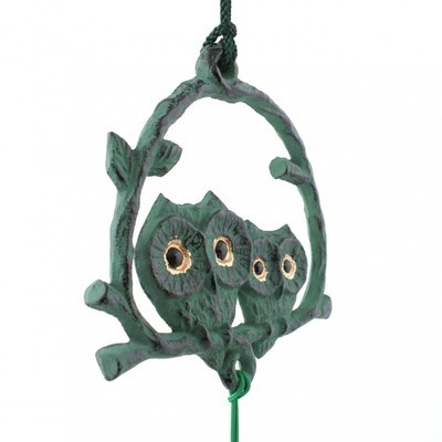 Cloche à vent verte en fonte du japon FURUKO hibou
