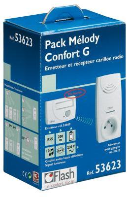 Pack Mélody 10 carillons 220V émetteur récepteur prise Pack Mélody 10 carillons 220V
