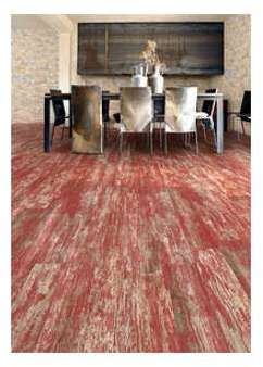 Carrelage imitation parquet rouge rectifié vieilli