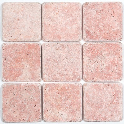 Dalles Carrelage en pierre Travertin rose 10x10