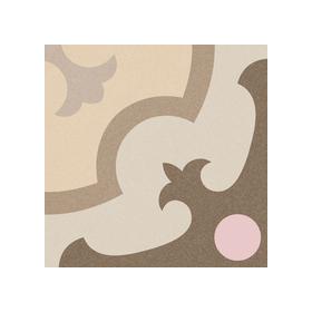 Carrelage imitation ciment rosace beige rose 20x20