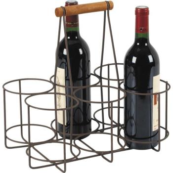 Panier 6 bouteilles en métal vieilli et bois