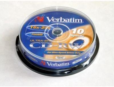 Verbatim CD-RW 80 Ultra speed 8-12x 43480 cloche de Verbatim CD-RW 80 Ultra speed