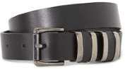 Ceinture cuir prune à passants bimatière IKKS