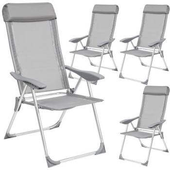 4 Chaises de Jardin de Camping Pliantes Aluminium
