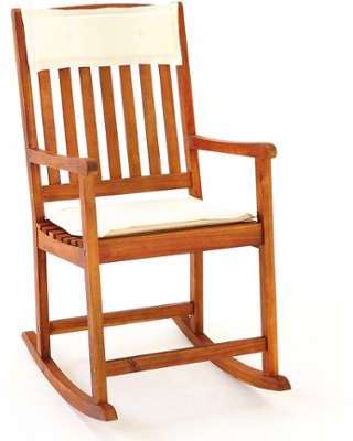 Fauteuil à bascule en bois dAcacia avec 2 coussi