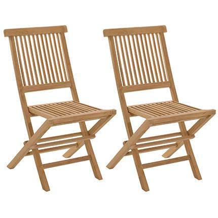 Lot de 2 chaises pliantes en teck massif