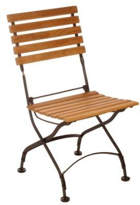 Lot de 2 chaises pliantes en fer forgé et eucalypt