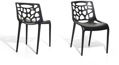 Chaise de jardin - Chaise en plastique noir - Morg