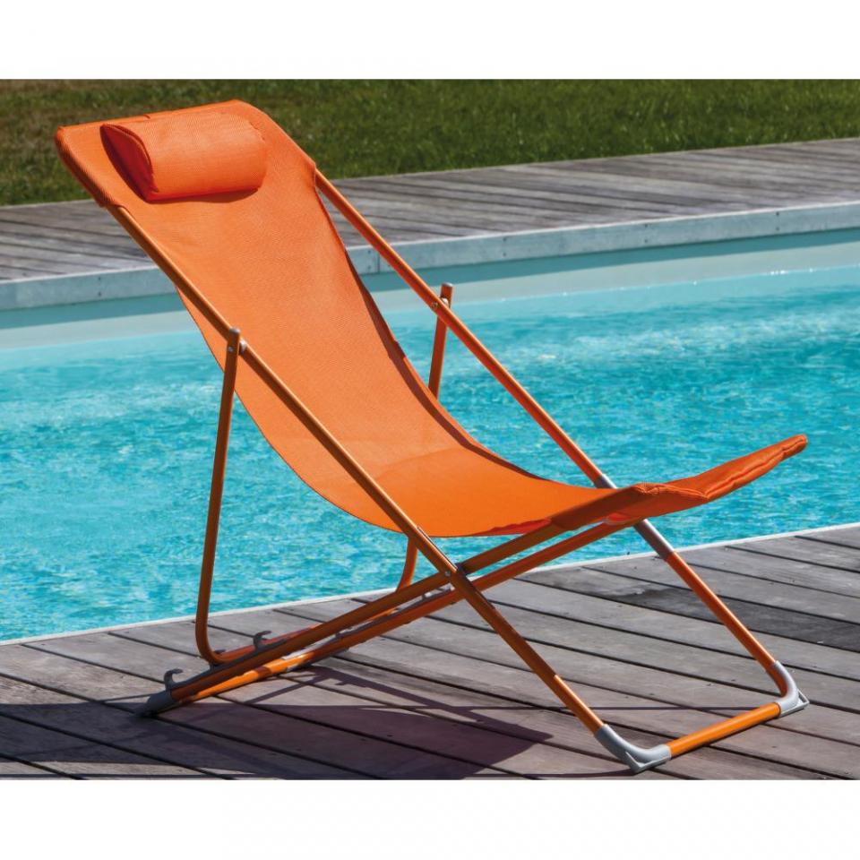 Chilienne pliante en acier orange GLOBE - Proloisi
