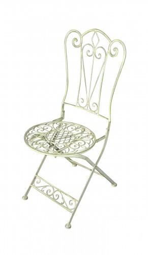 Chaise fleur de lys en fer forgé vert pale