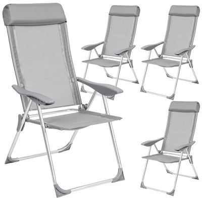 4 Chaises de Jardin de Camping Pliantes Aluminium