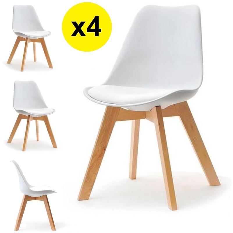 Lot de 4 chaises scandinaves blanc - Skagen - CASA