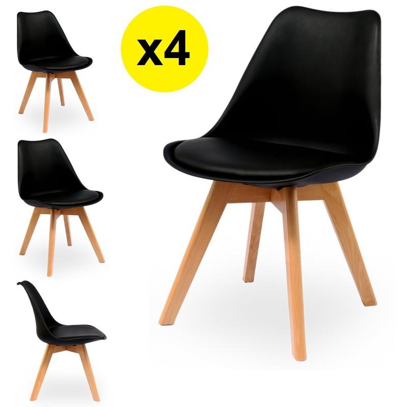 Lot de 4 chaises scandinaves coloris noir - Skagen