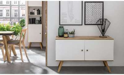 BUFFET BAS 2 PORTES EN BOIS DESIGN SCANDINAVE - Co
