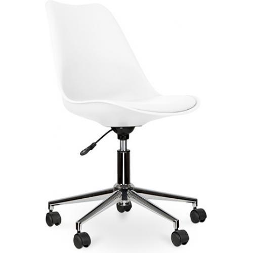 Chaise de bureau Tulipe pivotante à roulettes Blan