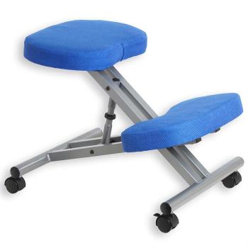 Tabouret ergonomique ROBERT, aluminium/bleu