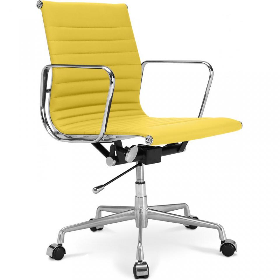 Chaise bureau - T17- Simili cuir- Roulettes Jaune