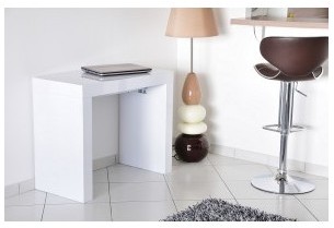 Table Console Extensible Laquée Blanc ou Gris - Co