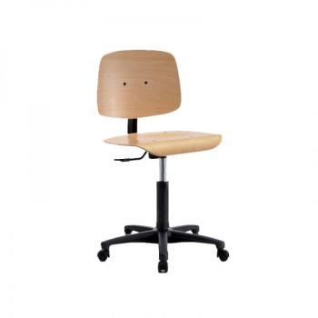 Chaise dactylo en bois sur roulettes - Tecnik