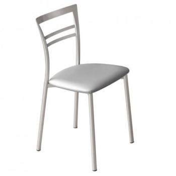 Chaise de cuisine rembourrée en vinyle et métal -