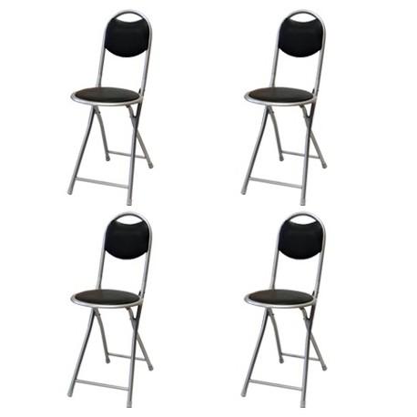 Chaise pliante ronde noire - Lot de 4