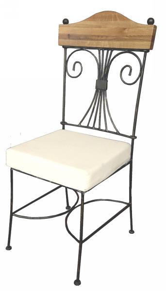 Chaise en fer forgé et chêne massif Antique