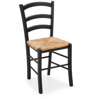 Chaise noire avec assise paille Noir