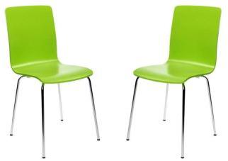 Lot de 2 chaises design cuisine vertes pomme NELLY