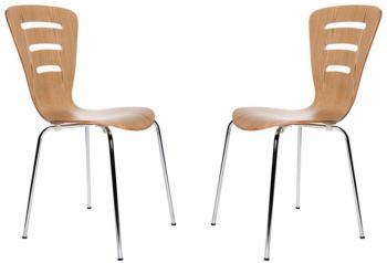 Lot de 2 chaises design empilables bois naturel LE